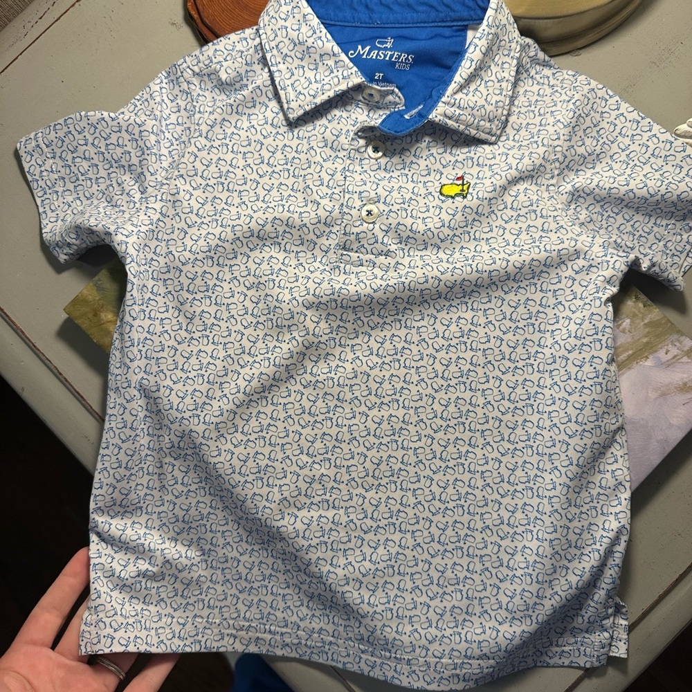 Masters Kids Polo Shirt - Blue and White Pattern